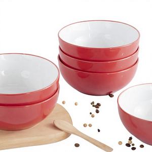 Tazón de Porcelana Verde Mate para Sopa o Ensalada, con Borde Blanco, Apto para Lavavajillas, para Uso en Restaurantes y en el Hogar, Personalizable, de Fábrica - Product Image 1