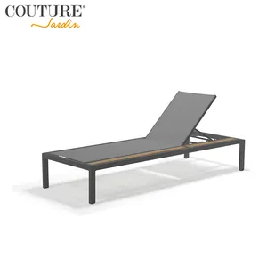 Couture Jardin Oase Groothandel Strandstoelen Ligbedden Aluminium Ligstoel Tuin Zwembad Hotel Strandligstoel Met Houten Armleuning