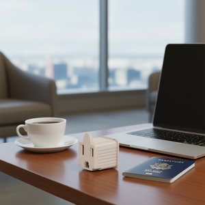 Volteck AD-32G-G Universal <b>Travel</b> <b>Adapter</b> 3 to 2 Plug Converter for International Use, ABS Material, 100-240V Input, Gray Color - Product Image 2