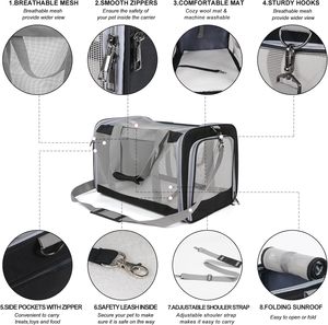 Sac de transport pour animaux de compagnie personnalisé à quatre côtés avec fenêtre en maille PC et poche latérale pour tablette, respirant et portable - Product Image 3