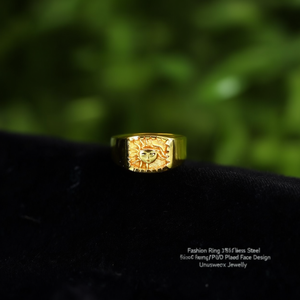 แหวนแฟชั่น สแตนเลส 316L ชุบทอง PVD ลายพระอาทิตย์ เครื่องประดับสำหรับทุกเพศ - Product Image 3