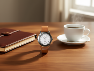 นาฬิกาข้อมือผู้ชาย ตัวเรือนสแตนเลส หน้าปัด 42 มม. สายหนังแท้ ระบบควอตซ์แบบอนาล็อก แสดงวันที่ สไตล์ลำลอง - Product Image 2