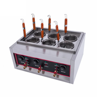 Mini cuiseur électrique 6 trous en acier inoxydable, cuiseur commercial de table, machine à cuire les pâtes avec paniers