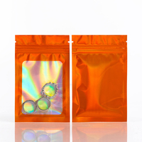 Sac refermable holographique thermoscellable avec fenêtre transparente, laminé, brillant, à trois soudures latérales, pour emballage alimentaire
