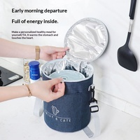 Sac à déjeuner isotherme de style japonais en tissu Oxford avec doublure en aluminium, grand sac bento portable épaissi à bandoulière pour le travail