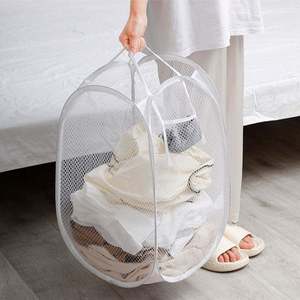 <b>Foldable</b> <b>Laundry</b> Fold Pop up Storage Bag <b>Laundry</b> <b>Basket</b> Bag with Handle 110g Mesh <b>Laundry</b> <b>Baskets</b> OEM ODM 24 hours - Product Image 2