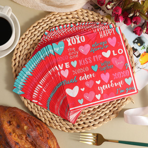 Colorful Hearts Printed Paper Napkins 33x33cm Valentine's Day Decorations Disposable Tableware for Parties - Product Image 2