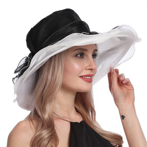 Sombrero de Sol Cloche de Organza para Mujer, Ala Ancha de 16 cm, Estilo Kentucky, para Adultos, Uso en Exteriores e Iglesia - Product Image 3