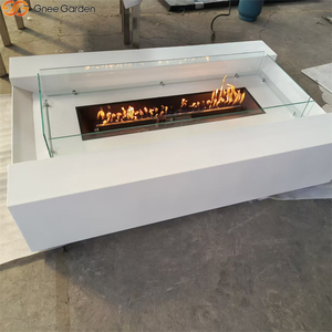 Moderna Brasera Rectangular de Acero para Gas Natural, con Pantalla de Vidrio Transparente, Resistente a la Intemperie, Mesa de Fuego para Exteriores - Product Image 2