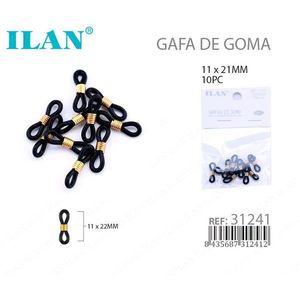 สายคล้องแว่นตาแบบยืดหยุ่นสีดำทอง ขนาด 11x21 มม. 10 ชิ้น ยี่ห้อ Il Gafa De Goma - Product Image 1