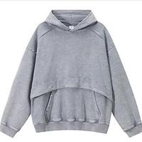 Ensemble 2 pièces unisexe 2026 neuf, survêtement épais 430G effet délavé, style rétro américain, sweat à capuche et pantalon de survêtement patchwork