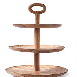 Handmade 3-<b>Tier</b> Round Wood <b>Cake</b> Stand Multi-Layer Dessert Display Pedestal for Wedding Birthday Party Home Hotel - Product Image 1