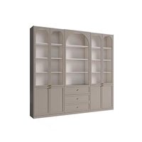Meuble de salon sur mesure en MDF pour toute la maison |   Étagère à portes vitrées avec éclairage LED |   Rendu 3D gratuit