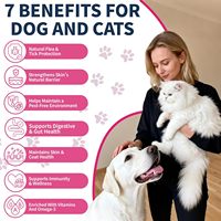 Prévention contre les puces et les tiques pour chiens et chats, gouttes liquides naturelles, soutien immunitaire sûr, multivitamines, minéraux, oméga-3, santé de la peau, du pelage et digestive
