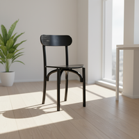Chaise de salle à manger ergonomique minimaliste italienne en bois massif, dossier noir, design corne, écologique, pour villa, hôtel, maison, bureau