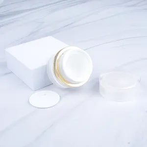 Tarros de plástico acrílico vacíos para Crema de cuidado de la piel, envase de crema cosmética de lujo, color blanco, 15g, 30g, 50g, gran oferta