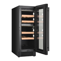 Cave à vin encastrable avec zones de compression, mini-réfrigérateur à vin 17 bouteilles, réfrigérateur à boissons électrique LED personnalisable