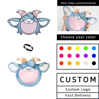 Sac à bandoulière personnalisé en forme de loup en fourrure avec fenêtre transparente pour affichage de badges, idéal pour les événements d'anime, kawaii et cosplay