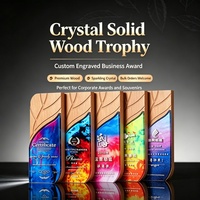 Trophée en bois et cristal personnalisé ZP, plaque gravée au laser, récompense, souvenir d'entreprise, prix pour souvenir d'entreprise