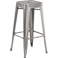 Tabouret de bar en métal noir H-606 avec repose-pieds, hauteur de comptoir 75 cm