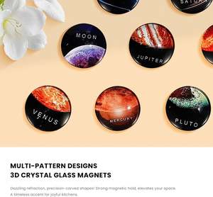 Autocollants magnétiques ronds en verre 3D pour réfrigérateur, forte adhérence, transparents comme du cristal, écologiques, design moderne, anniversaire, cuisine, bureau - Product Image 5