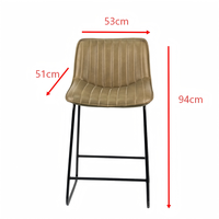 Tabouret de comptoir moderne rembourré à cannelures verticales, surface en PU, structure en traîneau, pour la maison, le pub, le bistrot, le bar