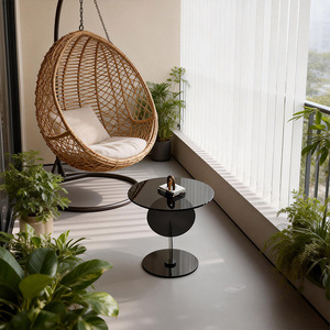 Mesa Auxiliar Moderna de Vidrio <span class=keywords><strong>para</strong></span> Sala de Estar, Dormitorio o Balcón - Mesa de Centro de Lujo <span class=keywords><strong>para</strong></span> Esquina - Product Image 2