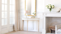 Table console en bois de bouleau massif semi-circulaire française avec finition antique Durable et écologique pour le salon Entrée