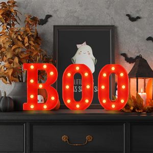 ไฟตกแต่งฮาโลวีน พลาสติก LED ตัวอักษรเรืองแสง BOO ป้ายปาร์ตี้สุดหลอน ไฟประดับตกแต่งสำหรับเทศกาล ใช้พลังงานจากแบตเตอรี่ - Product Image 3