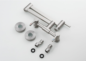 Grifo <span class=keywords><strong>de</strong></span> <span class=keywords><strong>Cocina</strong></span> Plegable <span class=keywords><strong>de</strong></span> <span class=keywords><strong>Pared</strong></span> para Llenado <span class=keywords><strong>de</strong></span> Ollas, Agua Fría y Caliente, Latón Sin Lacar, Acabado Oro Cepillado - Product Image 5
