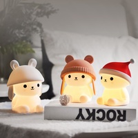 Lampada da Notte LED Portatile a Forma di Coniglio, Luce Notturna Colorata per Bambini, Personalizzabile, in Silicone, Carina, con Cambio Colore