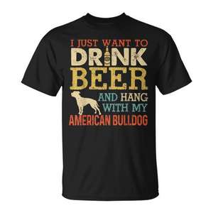 T-shirt vintage pour papa de bouledogue américain, idéal pour les grillades en plein air, pour savourer une bière et passer du temps avec votre chien, fabriqué en tissu durable - Product Image 1