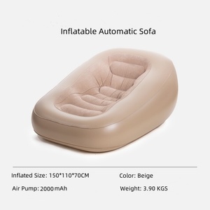 PVC <b>Inflatable</b> Automatic <b>Sofa</b> with Flocking 150*110*70 CM Built-in Air Pump for Indoor Sleeping and Reading - Product Image 2