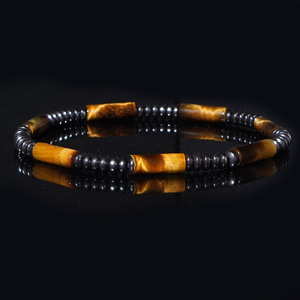 Bracciali Elastici da Uomo in Pietra Naturale all'Ingrosso: Occhio di Tigre e Ematite Stile Bohemien (Set da 2 Pezzi) - Product Image 6