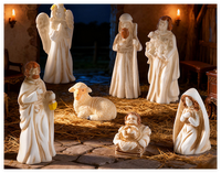 Décoration de chambre d'enfant, ornement en résine, artisanat en résine 3D, sculpture de Marie, de l'agneau, de Joseph, de Jésus, mini-fée, petite figurine d'ange