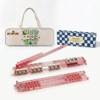 Lot de 4 règles de Mahjong portables modernes avec logo personnalisé, outil d'organisation de tuiles multifonctionnel de taille standard et lisse