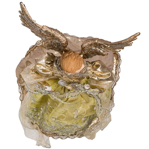 Conjunto de Presente de Ornamento de Árvore de Natal com Luz de Candeia de Anjo Pintado à Mão em LED Dourado de 30 cm com Tecido Plush e Materiais Plásticos - Product Image 6