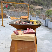 Barbecue en acier Corten pour l'extérieur, résistant aux intempéries, avec fonction foyer pour la cuisson dans la cour