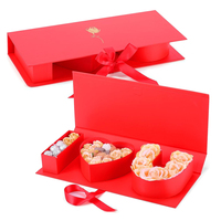 Boîte cadeau en papier personnalisée noire de luxe « Je t'aime » pour la Saint-Valentin, emballage rigide en carton, boîte à fleurs « Je t'aime maman » avec ruban