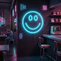 Enseigne néon visage souriant, livraison directe, conception gratuite, matériau respectueux de l'environnement, lumière néon LED, enseigne néon LED acrylique personnalisée