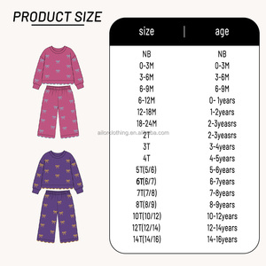 Ensemble sweat-shirt brodé avec nœud pour filles, haut à ourlet festonné et pantalon large, tenue pour enfants, couleur et taille personnalisables - Product Image 4