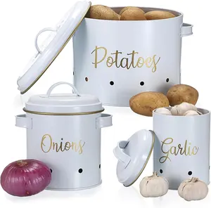 Set Of 3 Potato Onion Garlic Storage Bins Vegetable Containers Potato Onion Vegetable Canisters Set