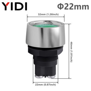 أزرار ضغط معدنية LED مقاس 22 مم، زر تشغيل بألوان أحمر وأزرق وأخضر، زر بدء تشغيل المحرك، طرف توصيل برغي بـ 3 سنون - Product Image 3