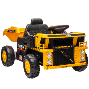Camion benne électrique 12V pour enfants avec benne basculante électrique, roues à suspension à ressort, musique et phares, pour les 3 ans et plus - Product Image 1