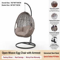 Fauteuil suspendu autoportant en rotin PE avec support en acier pour balcon, patio, jardin et terrasse