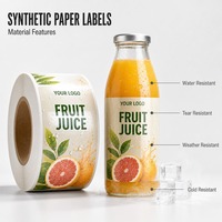 Étiquettes personnalisées pour bouteilles de jus de fruits, autocollants en papier synthétique imperméables, laminage, OEM, ODM