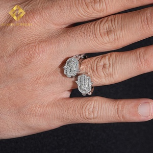 <b>Iced</b> Out Hamsa Hand <b>Ring</b> Lab Grown Diamond Baguette Round Cut S925 Hip Hop Jewelry Men - Product Image 4