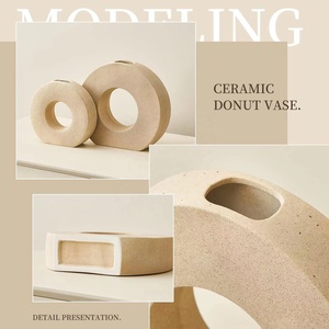 Nodic Modern Ceramics Donuts <strong>Vase</strong> Sets Pampas Grass Pot Natural Dried <strong>Flowers</strong> Wedding Home Decor Bouquet Frosted Tabletop <strong>Vase</strong> - Product Image 4