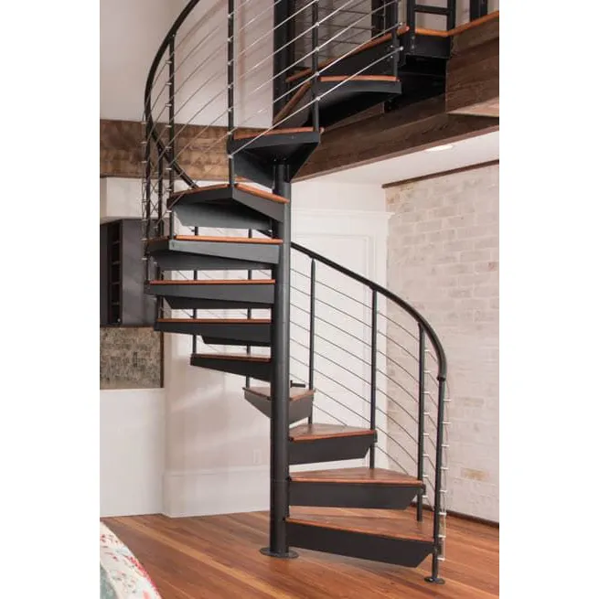 Prix du kit d'escalier en colimaçon pour villa réelle Escaliers intérieurs extérieurs Design d'escalier en fer forgé de couleur noire