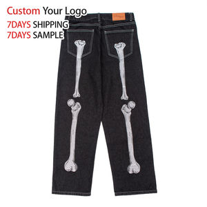 Jeans de Mezclilla Anchos Y2K de Alta Calidad Personalizados, Estilo Hip Hop, Casual, Urbano, Vintage, de Diseñador, Corte Recto, Holgados, para Hombre, Lavados - Product Image 1